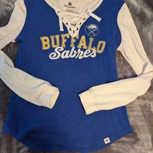 Fanatics Blue and White Buffalo Sabres Lace-Up Shirt